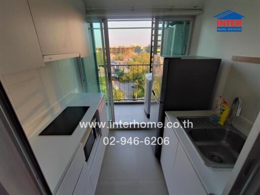 Modern kitchen with large window