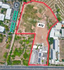 Aerial view of land plot with boundary marked