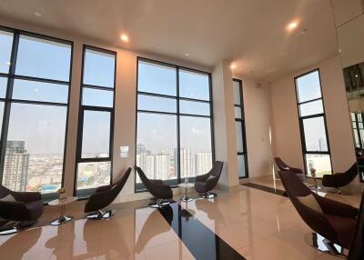 Modern lounge area with city views
