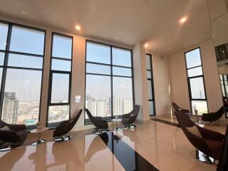 Modern lounge area with city views