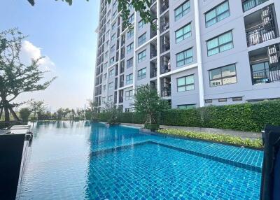 Modern residential building with swimming pool