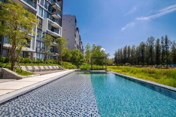 Modern residential building with an outdoor swimming pool