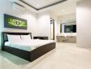 Modern bedroom with ensuite bathroom