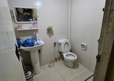 A small bathroom with basic amenities
