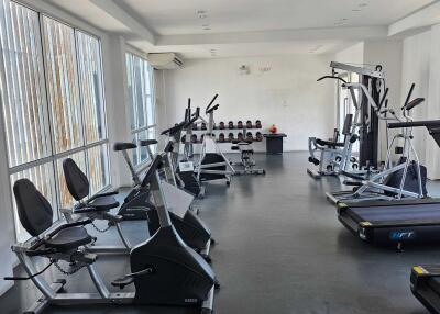 spacious modern gym with various exercise equipment