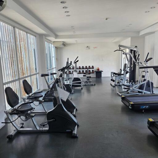 spacious modern gym with various exercise equipment