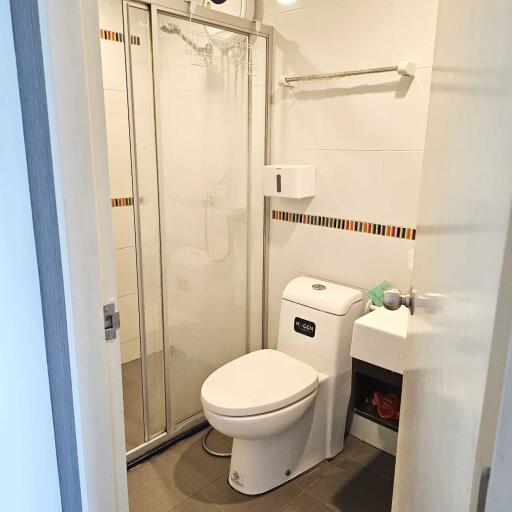 Modern bathroom with shower and toilet