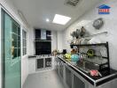 Modern kitchen with appliances and dish rack