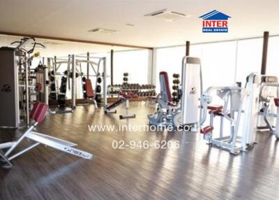 Fully equipped gym with modern exercise machines