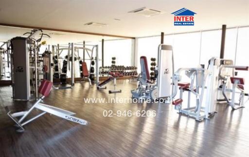 Fully equipped gym with modern exercise machines