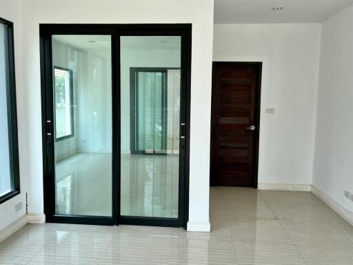 interior of a modern apartment with glass doors