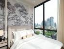 Modern bedroom with city view