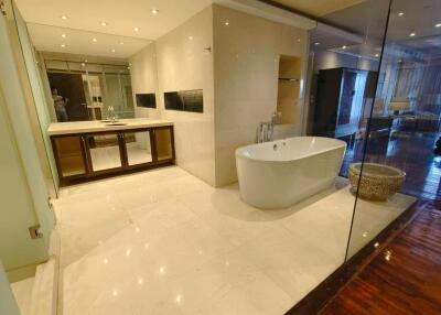Modern bathroom with large bathtub