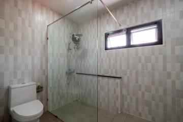 Modern bathroom with glass shower