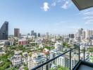 Balcony with a city skyline view