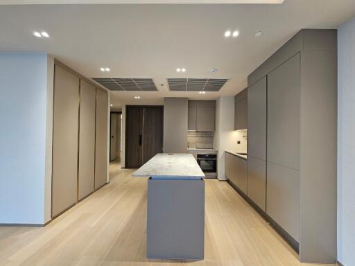 Modern kitchen with island and built-in appliances