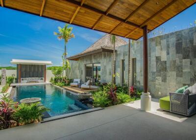 Luxurious outdoor living space with pool and patio