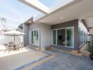 Modern patio area with outdoor seating