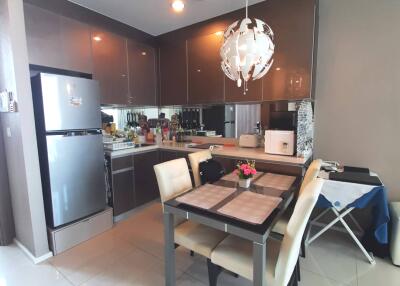 Modern kitchen with dining table