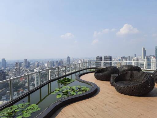 Rooftop terrace with city skyline view