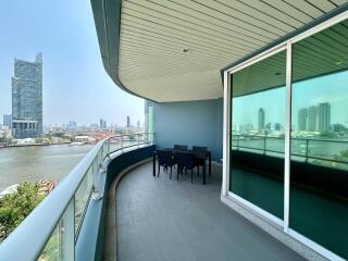 Spacious balcony with city view