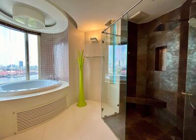 Modern bathroom with jacuzzi and walk-in shower