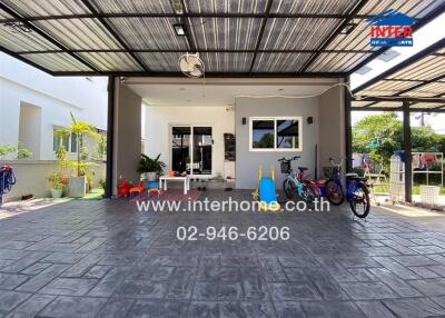 Covered carport with children