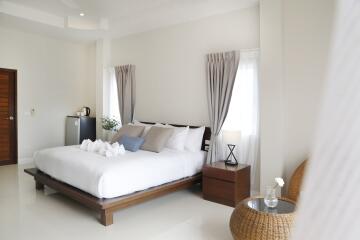 Spacious bedroom with modern decor