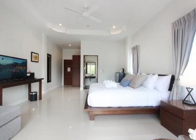 spacious modern bedroom with elegant decor