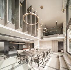 Modern dining area with elegant lighting