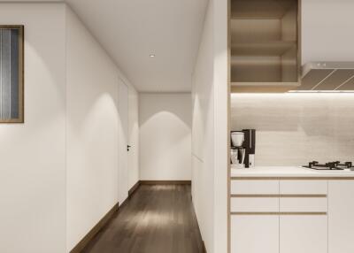 Modern kitchen with hallway