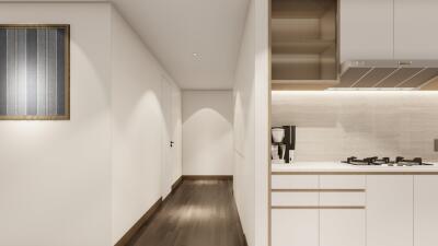 Modern kitchen with hallway