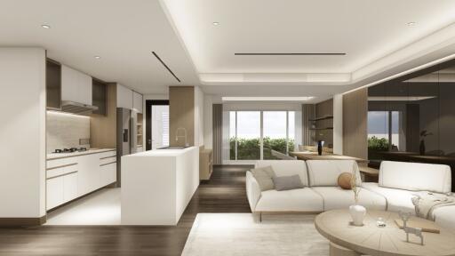 Modern open-plan kitchen and living room