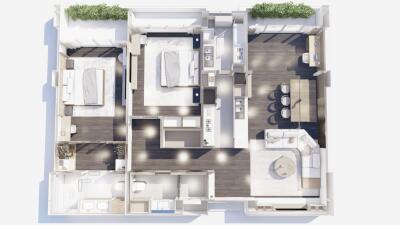 3D floor plan of a modern apartment