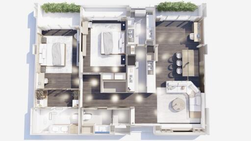 3D floor plan of a modern apartment