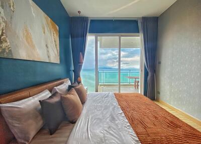 Modern bedroom with ocean view