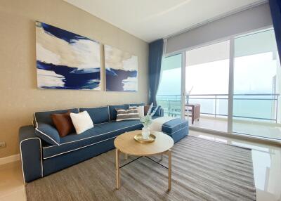 Modern living room with sea view