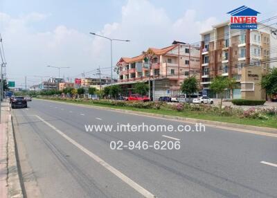 Street view with multiple residential buildings