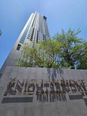 High-rise building with Knightsbridge sign