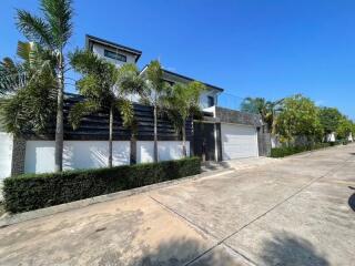 Modern house exterior with garage