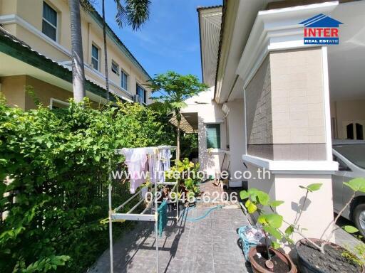 Outdoor area with greenery and laundry drying