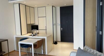 Modern kitchen with dining area in an apartment