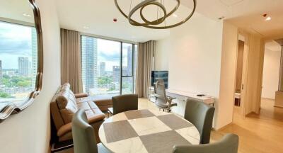 Living room with view and modern furniture