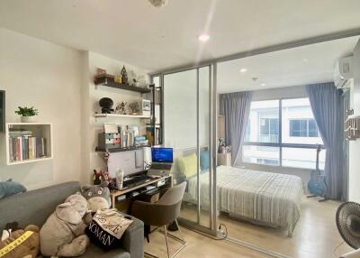 Modern studio apartment with living and bedroom areas