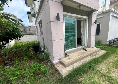 Exterior view of the house with sliding door