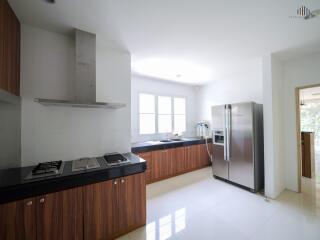 Modern kitchen with stainless steel appliances