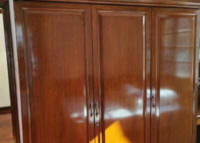 Large wooden closet with glossy finish