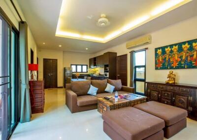 Modern living room with natural lighting and decorative elements