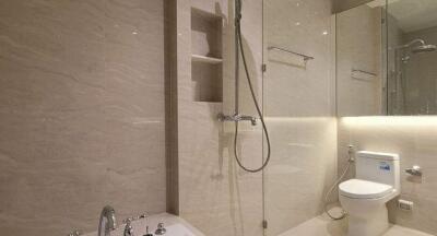 Modern bathroom with shower and toilet