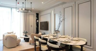Modern living and dining room with stylish furniture and decor